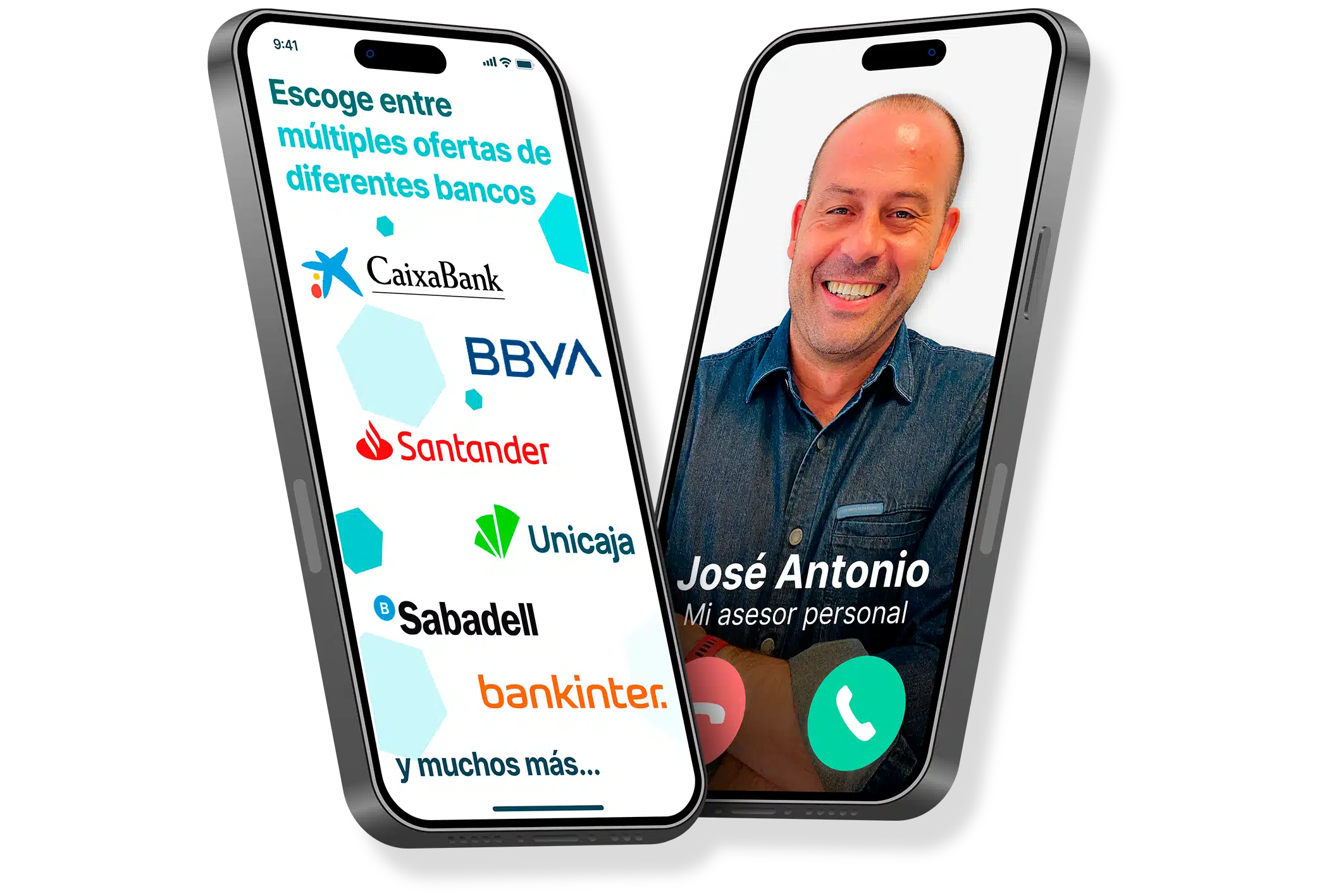 Comparativa de ofertas de hipoteca entre bancos (CaixaBank, BBVA, Santander, Unicaja) y llamada de un asesor personal de Gibobs.