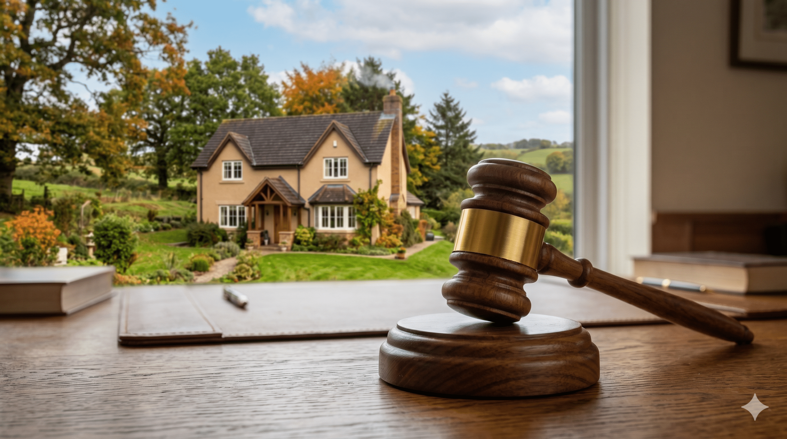 Mazo de juez con casa